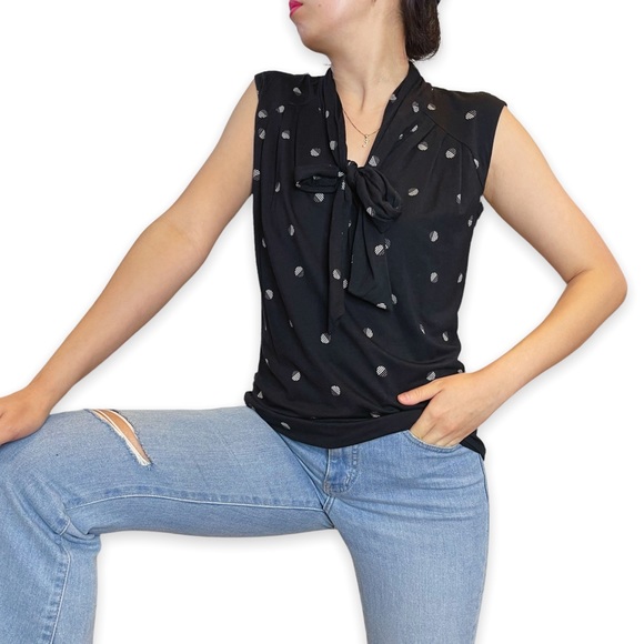 Nordstrom Halogen Wool Modal Tiefront Pattern Sleeveless Blouse Size XS - Picture 6 of 15